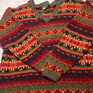 Notdic heavy wool sweater large, v neck, ls Landscape